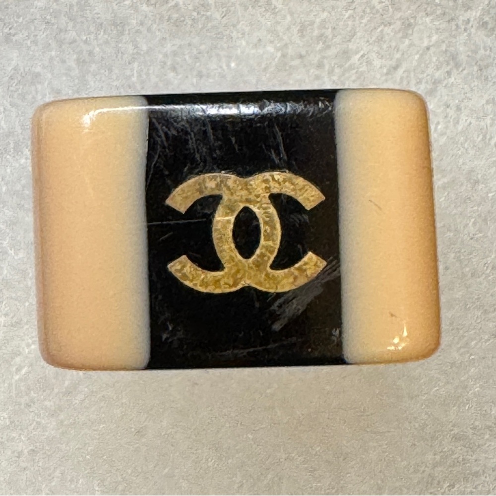 Chanel Vintage Logo Coco Mark Square Ring Size 6 to 7 with COA Included